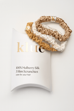 Mulberry silk scrunchies gentle no-crease hair ties by kluē